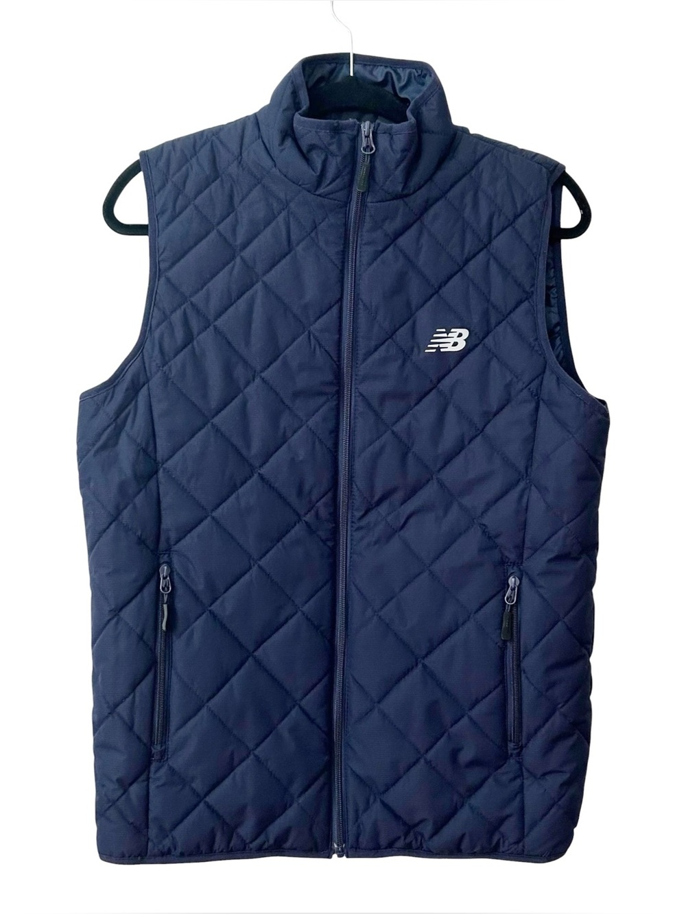 New Balance Diamond Quilted Tech Puffer Vest Men’s SZ Small in Navy Blue